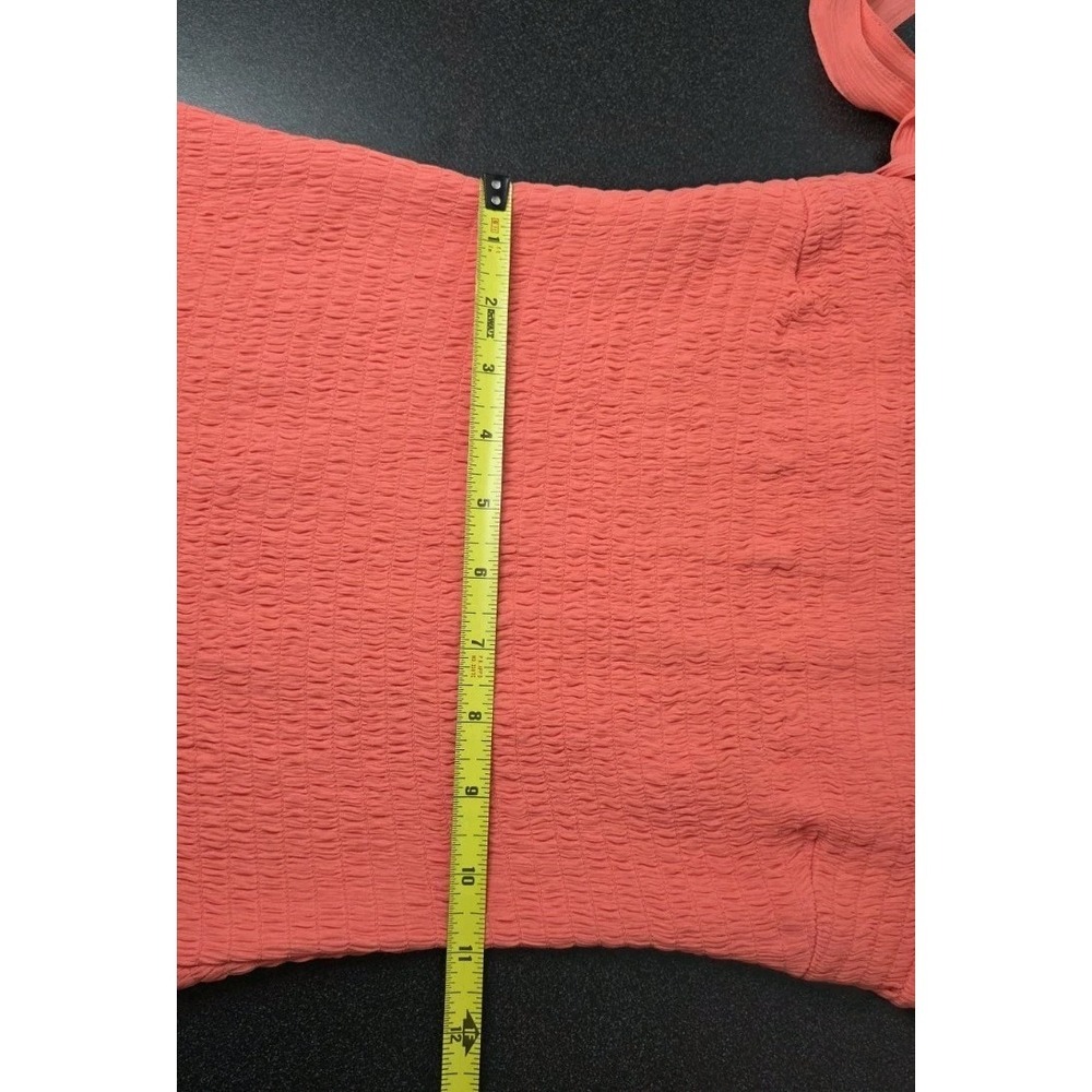 New Abercrombie Fitch Smocked Ruffle Tiered Tie Gauze Strap Orange Sundress Boho - Picture 7 of 8